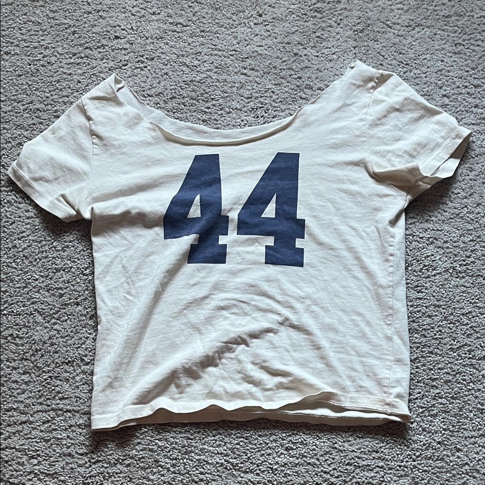 Brandy Melville White and Blue Graphic Tee